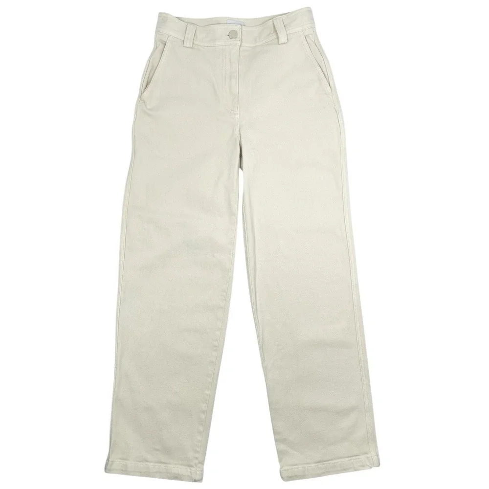 Sunday Best Aritzia Wide Leg Denim Jean‎ High Rise Cream Yellow Pants Size 4